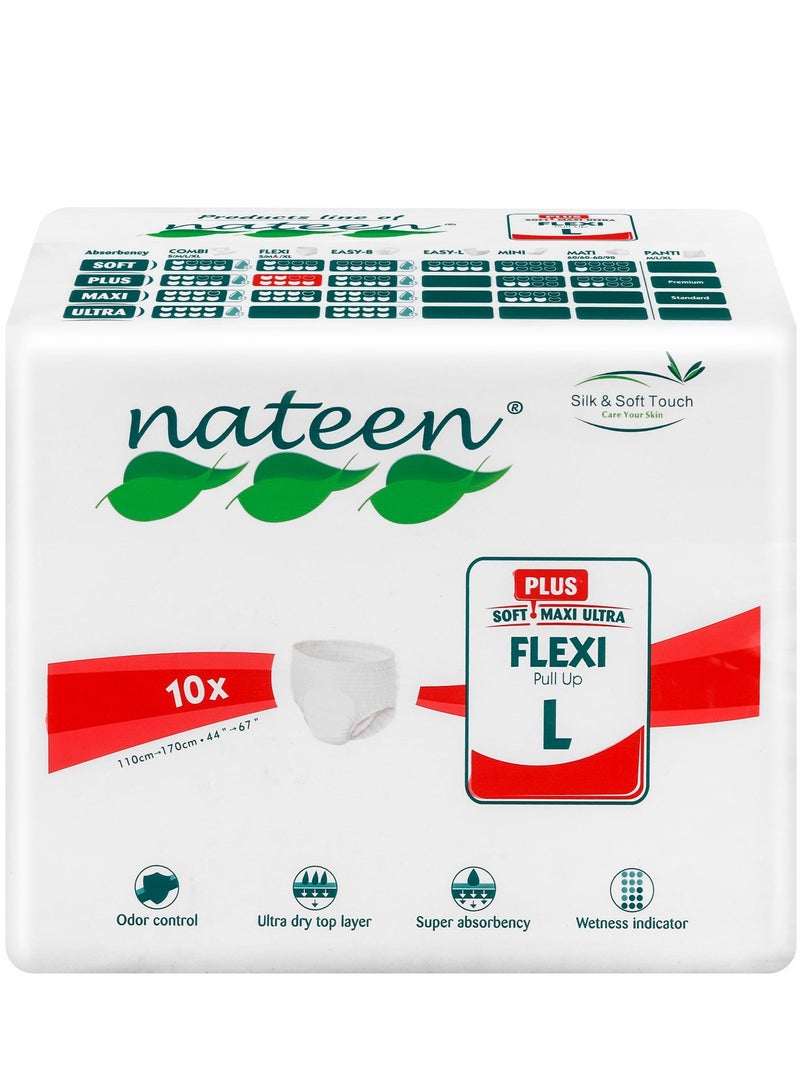 nateen Flexi Plus Adult Diapers Pants,Incontinence Pull Up,Large,Waist Size 110-170Cm,80 Count,Superior Comfort,Excellent Combination Of Protection - Image 3